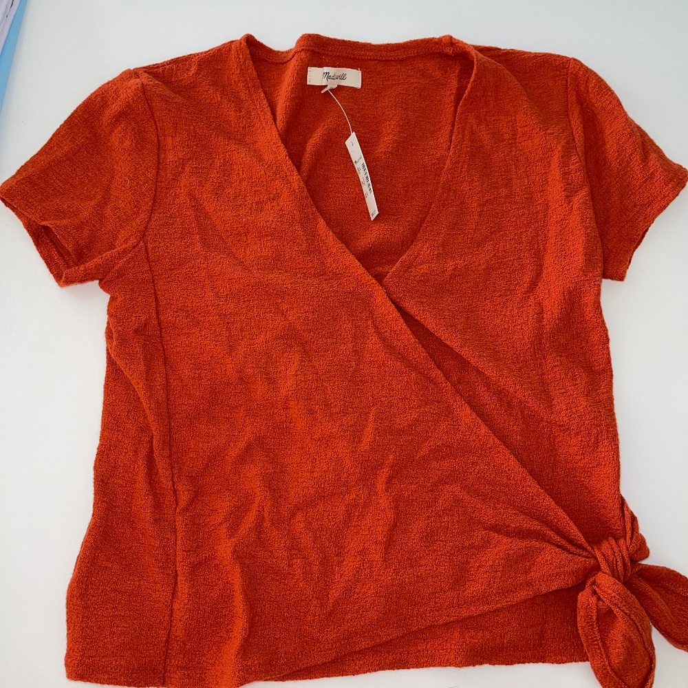 Madewell Texture & Thread Wrap-Tie Top